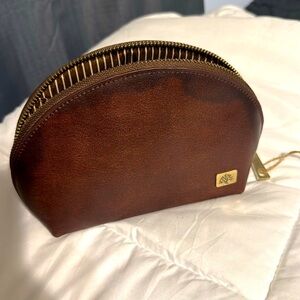 Brown Leather Cosmetic Pouch - Unbranded